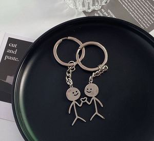 Lot de 2 porte-clés mousquetons en métal au design ludique de gribouillage, avec typographie de bonhomme bâton tendance, pour pendentif d'amour, cadeau pour couples, bijoux - Product Image 6