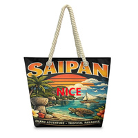Sac fourre-tout en corde de chanvre sur le thème de Saipan, fabriqué sur mesure, sac à main en polyester résistant à l'usure pour pique-nique, sorties, trajets quotidiens et visites de la plage