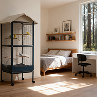 Maison Design Volière Cage à Oiseaux sur Roues 2 en 1 Grande Cage à Oiseaux Convertible à 2 étages Cage Simple avec Roues