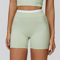 Shorts de yoga respirants à séchage rapide, effet seconde peau, couleur contrastante, taille haute, moulants, en nylon et élasthanne, pour femme, sportifs, course en extérieur