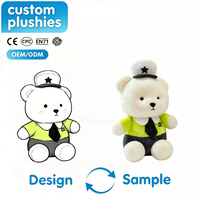 Adorable Ours en Peluche Policier Blanc, Jouet en Peluche Doux avec Uniforme, Vente en Gros de Jouets en Peluche, Fabricant de Peluches Personnalisées