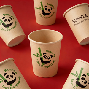 Vaso de Papel Desechable Biodegradable Personalizado para Café Caliente, Hecho de Pulpa de Fibra de Bambú y PLA - Product Image 1