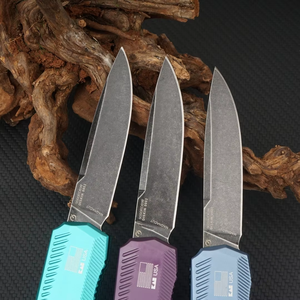Cuchillo de Camping Ligero KS9000 con Mango de Aluminio Aeroespacial y Hoja D2 de Punta Clip de 0.33mm de Grosor, Apertura Directa por Empuje, para Exteriores - Product Image 2