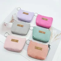 Pochette à monnaie en velours, organiseur de cosmétiques durable, sac de transport unisexe doux à rayures, mini pochette en velours, petit sac de rangement de voyage