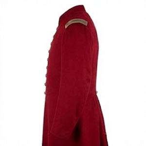 Manteau long en laine rouge pour homme, style frak historique, à bouton unique, col montant, reproduction uniforme, vêtement d'extérieur - Product Image 3