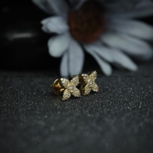 Pendientes de Botón Redondos con Moissanita de Corte Brillante, Plata de Ley 925, Chapados en Oro Amarillo, Regalo de Navidad para Mujer - Product Image 6