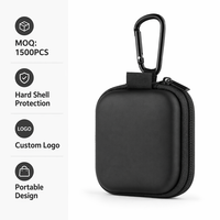 Pochette multifonctionnelle mini en PU et EVA noir, tendance, avec fermeture éclair durable, pour câbles numériques, personnalisable pour entreprises