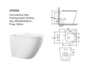 Nouveau style européen sans rebord en céramique blanche accrocher toilette Wc Suspendu Wc ensemble de toilette - Product Image 3