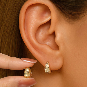 Pendientes de Aro Gruesos Minimalistas de Plata de Ley 925 con Diseño Geométrico Rectangular Irregular y Estrella Radiante, con Circonitas Cúbicas Colgantes, Joyería para Mujer - Product Image 6
