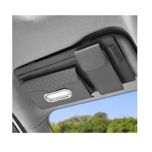 Organisateur de pare-soleil de voiture multifonctionnel en cuir pour mouchoirs, cartes, lunettes, billets, serviettes en papier, 4 à 7 compartiments - Product Image 2