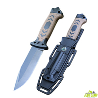 Kit de couteaux de survie multifonctionnels pour la chasse et le bushcraft en plein air avec allume-feu intégré et pierre à aiguiser, couteau tactique de survie
