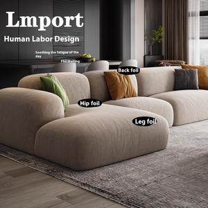 Sofa hiện đại với vải nhung mờ cho các khách sạn nhỏ đến lớn căn hộ vật liệu gỗ yên tĩnh miễn phí Bộ giường xốp - Product Image 4