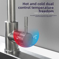 Robinet de cuisine moderne en acier inoxydable rehausseur télescopique anti-éclaboussures produit ménager transfrontalier chaud et froid
