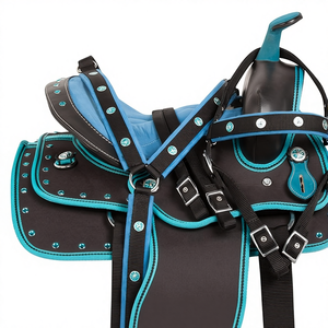 Selle de cheval de course synthétique en cuir léger English Pleasure Trail Barrel Tack Set pour Western Riding Equestrian - Product Image 1