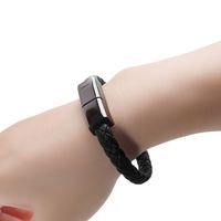 Kabel Data Gelang 22cm Kabel Pengisian Daya Pendek Kreatif Berbahan Kulit Anyaman Pengisian Cepat Tipe C 60W
