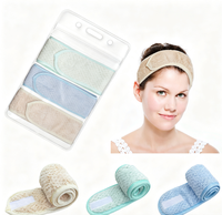 Bandeau facial réglable en velcro, en coton lavable, pour maquillage et soins de la peau, bandeau pour cheveux multicolore, bandeaux pour le lavage du visage dans un sac en PVC