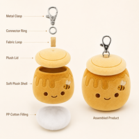 Peluche AI Pot de Miel, Coque en Maille de Polyester, Rembourrage en Coton PP, Pendentif Porte-clés 11-30cm, Cadeau de Fête pour Enfants et Adultes