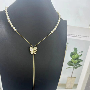 Butterfly Pearl Necklace For Women Zinc Alloy Clavicle Chain Sweater Chain Gift Jewelry AXL0387 - Product Image 4