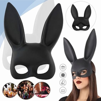 2025 plus populaire vente chaude oreilles demi visage Protection de l'environnement PVC fêtes Costume mascarade Sexy lapin lapin noir mat