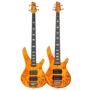 OEM benutzer definiertes Logo Neuheiten Maple Burl Bass Hersteller DIY Kit Hochwertige Solid Body Guitare E-Bass Gitarre elektrisch