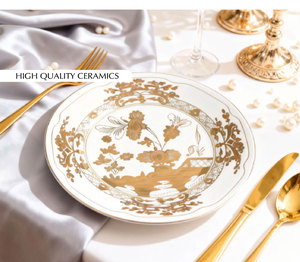 Hot Sale High-End Floral Design Vintage Style Pink Gold With Real Gold Earl Bone China Luxurious <b>for</b> Wedding <b>Dinnerware</b> <b>Sets</b> - Product Image 4