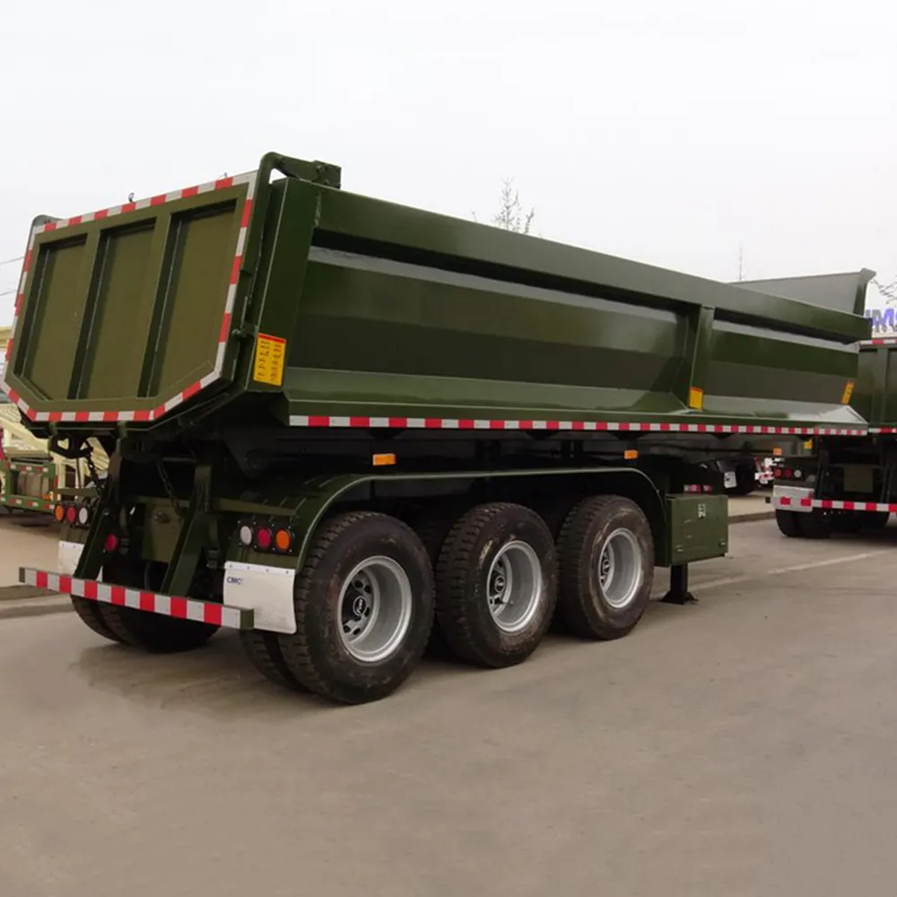 3 ejes de elevación hidráulica en forma de U 25-50CBM 40tons60tons Dumper trasero End Dump Semi Truck Trailer