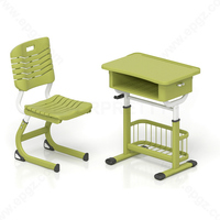 Bureau et chaise en plastique réglables en hauteur pour l'école primaire Table d'étude en plastique pour enfants Ensemble bureau et chaise pour enfants