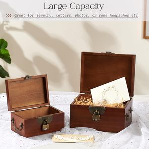 Caja de almacenamiento decorativa de madera con tapas Caja de joyería de memoria hecha a mano Cofre del Tesoro con bloqueo de código - Product Image 3