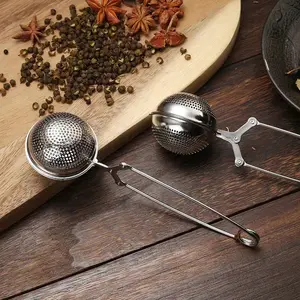 304 punzone a sfera in acciaio inossidabile con morsetto a filo per manico e filtro per tè per preparare il tè macchina per il caffè con spezie e farina