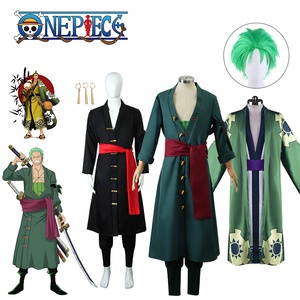 <span class=keywords><strong>Roronoa</strong></span> <span class=keywords><strong>Zoro</strong></span> <span class=keywords><strong>Cosplay</strong></span> disfraz niños serie completa abrigo verde cinturón pantalones cabeza bufanda peluca pendientes personaje japonés Halloween - Product Image 1