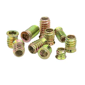 Carbon steel galvanized internal and external thread nutThreaded furniture insert nut for wood with flange