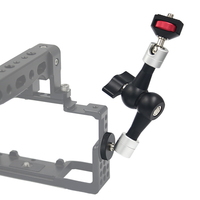 Support de moniteur à bras articulé en alliage d'aluminium à 2 bras, pince pour flash, griffe porte-accessoire, adaptateur 1/4, réglable, noir/rouge, pour appareils photo