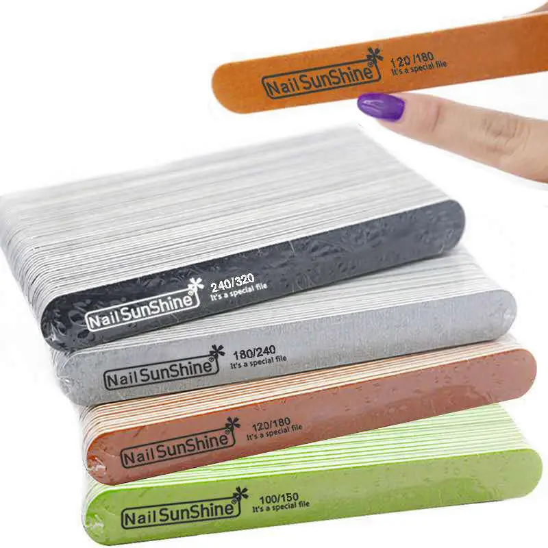 Atacado Manicure OEM Nail File Grit Durable Straight Private Label Prego Arquivos E Tampões