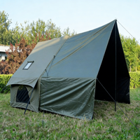 Tente Gonflable 6+6 en Coton TC Imperméable Portable Quatre Saisons à Montage Automatique pour Camping en Plein Air avec Fenêtre Panoramique