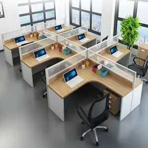 现代6座热办公桌办公工作站员工桌办公办公桌