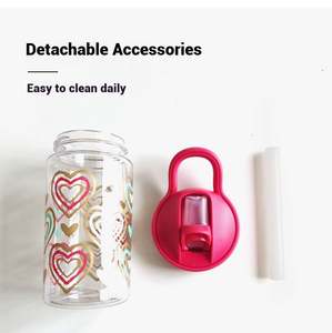 Bouteille d'eau sportive en plastique de qualité supérieure avec couvercle et paille, idéale pour l'école et les voyages - Product Image 4