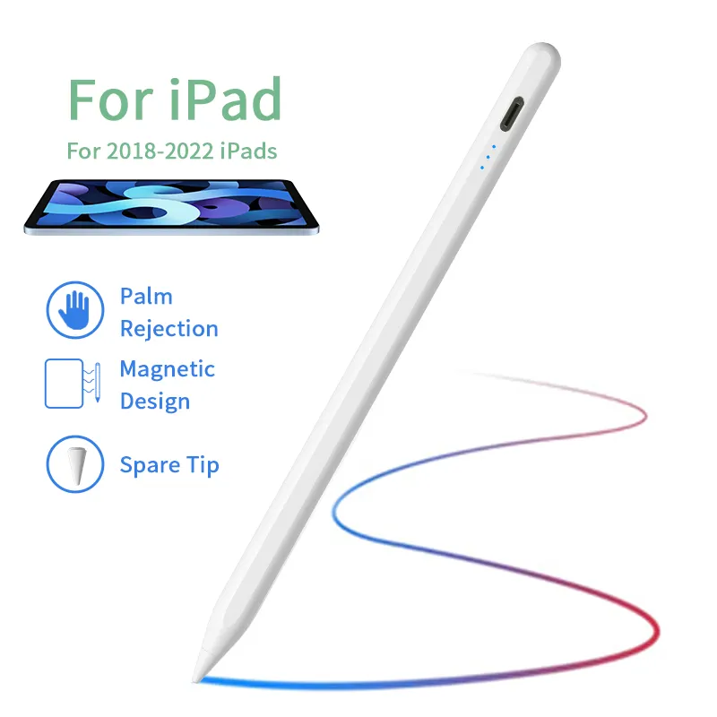 הסמכת FC מגע מסך קיבולי פעיל Stylus עט עבור Tablet Ipad עם לוגו מותאם אישית מתכת אלומיניום Tablet אנדרואיד 40 דקות