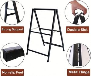 A <b>Frame</b> Sidewalk Signs 24 X 36 Double-Sided Metal Sandwich Board Slide-in Folding Outdoor Open House Sign Board - Product Image 2