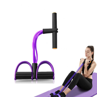 Banda de Resistencia Multifuncional con Cuerda de Tensión para Ejercicio de Yoga, Cuerda Elástica de 4 Tubos con Pedal
