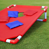 Set Cornhole Portabel Papan Lipat dengan 3 Kantong Biji Cornhole Permainan Lempar untuk Dalam & Luar Ruangan, Berkemah, Halaman, untuk Pesta Keluarga