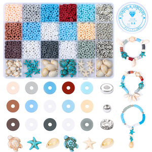 ชุดลูกปัดดินโพลิเมอร์24แผ่นดิสก์โพลิเมอร์ดินฤดูร้อนสไตล์มหาสมุทรชุดของขวัญงานฝีมือสำหรับสร้อยข้อมือมิตรภาพ - Product Image 6
