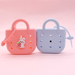 Cute Cartoon Pattern Silicone Keychain Mini Sling Bag with Holes <b>for</b> Kids Unisex Outdoor <b>Storage</b> - Product Image 2