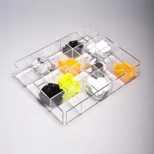 Custom Clear Acrylic Jewelry Display Tray With 25 Dividers Lucite 20 Grids Display Tray Storage Case For Small Objects Holder