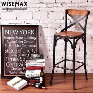 WISEMAX FURNITURE Factory Durable bar Furniture Sets <strong>Black</strong> Wood Stools bar <strong>Chairs</strong> <strong>Arm</strong> Cross X Back bar <strong>Chairs</strong> for Bistro Kitchen - Product Image 1