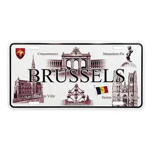 Souvenirs Custom Brussels Embossed Aluminum Car License Plate