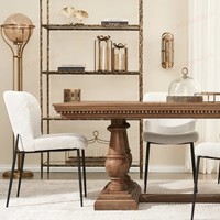 Table à manger longue en bois rustique de style américain avec 4 pieds de piédestal à balustres tournés, meubles de salle à manger