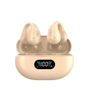 2024 nouveau LED affichage numérique écouteurs jeu tws conduction osseuse ouvert écouteur V5.3 oreille Clip sur l'oreille casque sans fil
