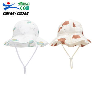Manufacturer Wholesale Soft Cotton Breathable Floral Bucket Hat Double Sided Lace Brim Children's Sun Protection Custom Fishing - Product Image 1