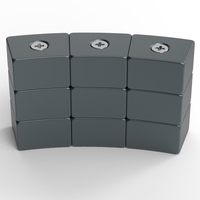Magnet Neodymium Segmen Ubin Lengkung N42 untuk Penggunaan Industri, Tahan Suhu Tinggi, Berlapis Epoxy, Countersink M3x2 Kedua Sisi