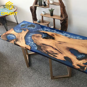 Meubles de salon indonésiens Gmart, <span class=keywords><strong>acheter</strong></span> des lampes en pierre 3D avec feuilles polies de 40 mm, tables en résine époxy avec fleurs et chaises - Product Image 5